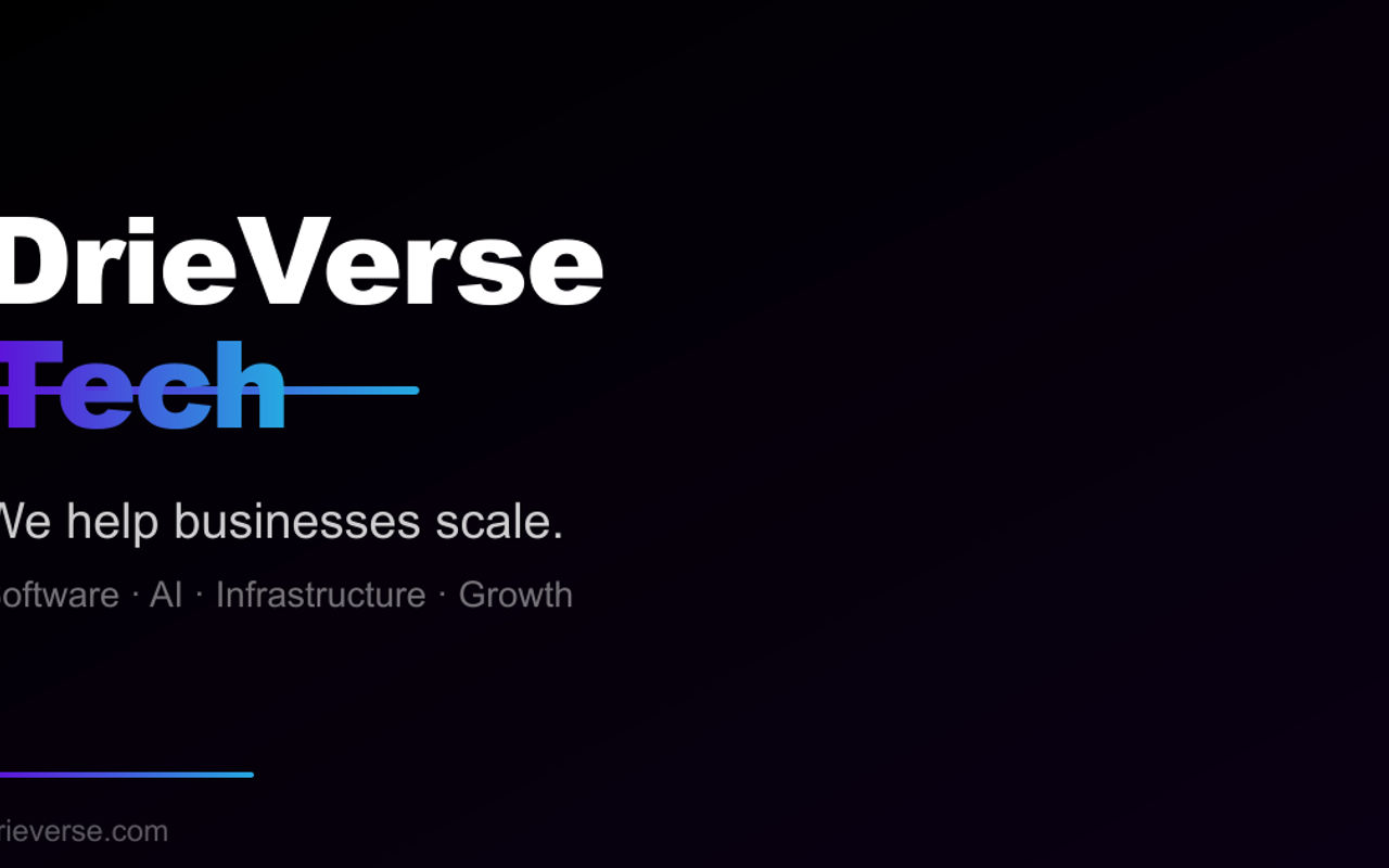 Homepage screenshot of drieverse.com