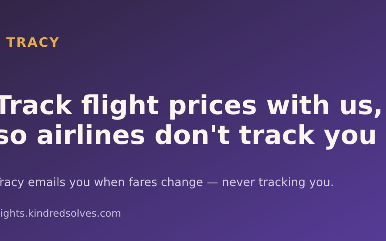 Homepage screenshot of flights.kindredsolves.com