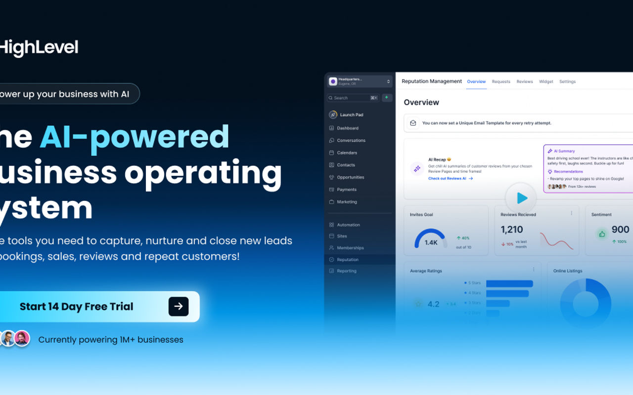 Homepage screenshot of gohighlevel.com