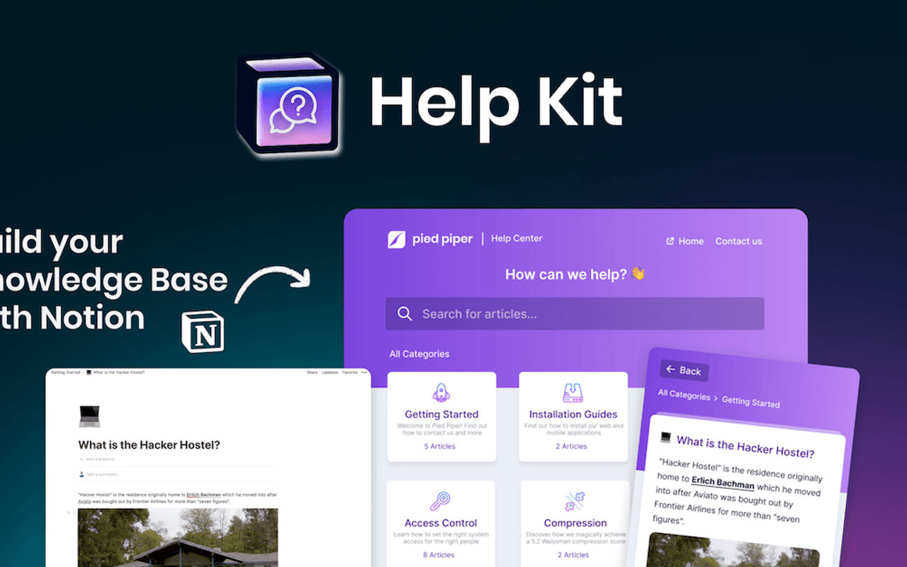 Homepage screenshot of helpkit.so