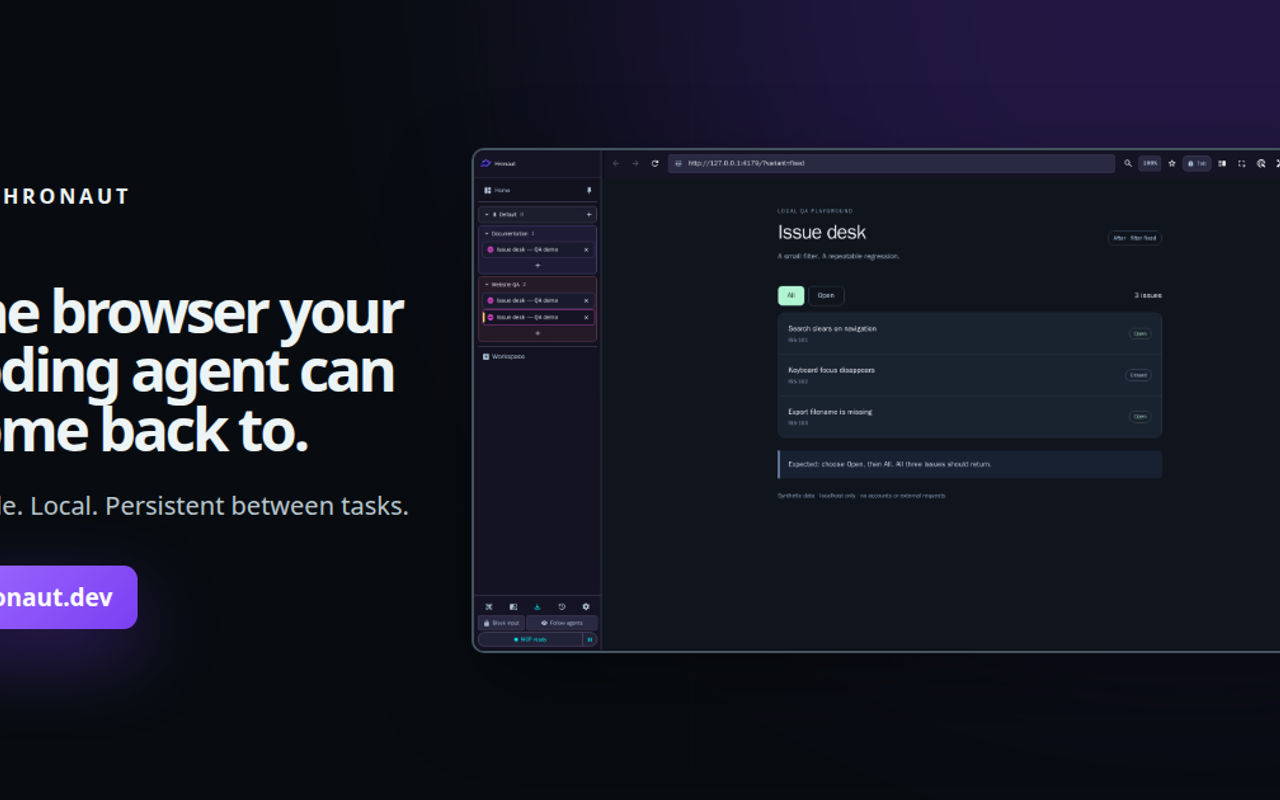 Homepage screenshot of hronaut.dev