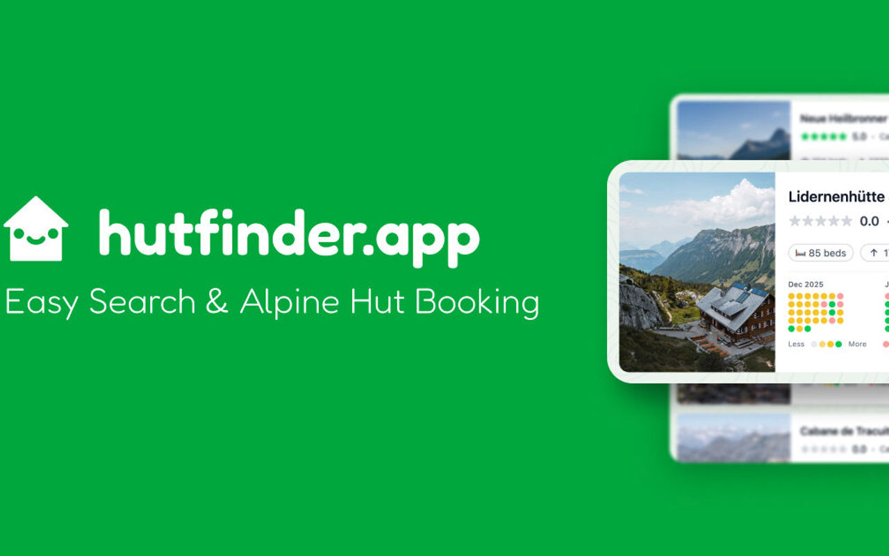 Homepage screenshot of hutfinder.app