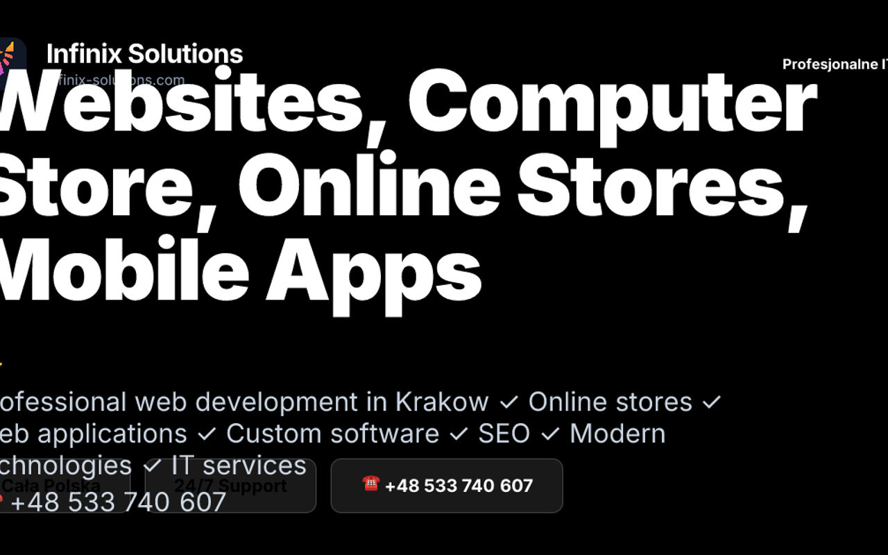 Homepage screenshot of infinix-solutions.com