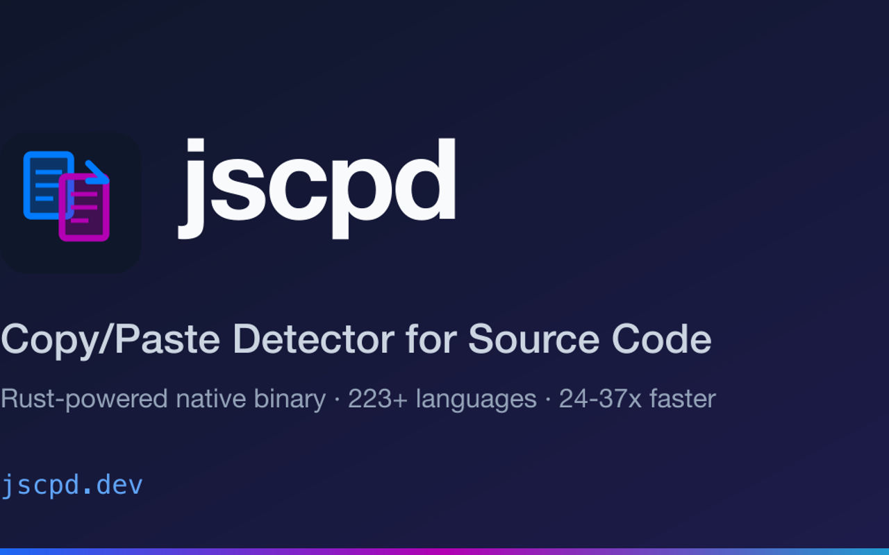 Homepage screenshot of jscpd.dev