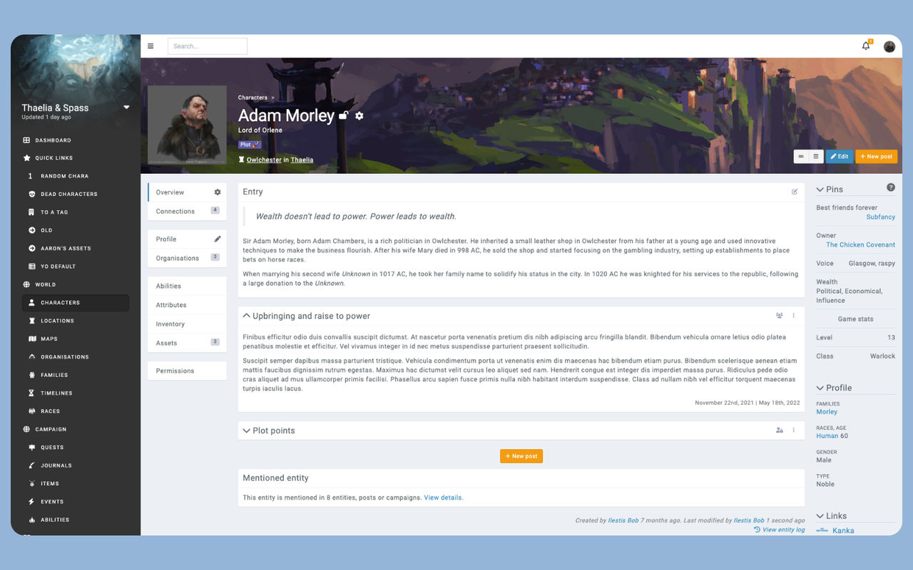 Homepage screenshot of kanka.io