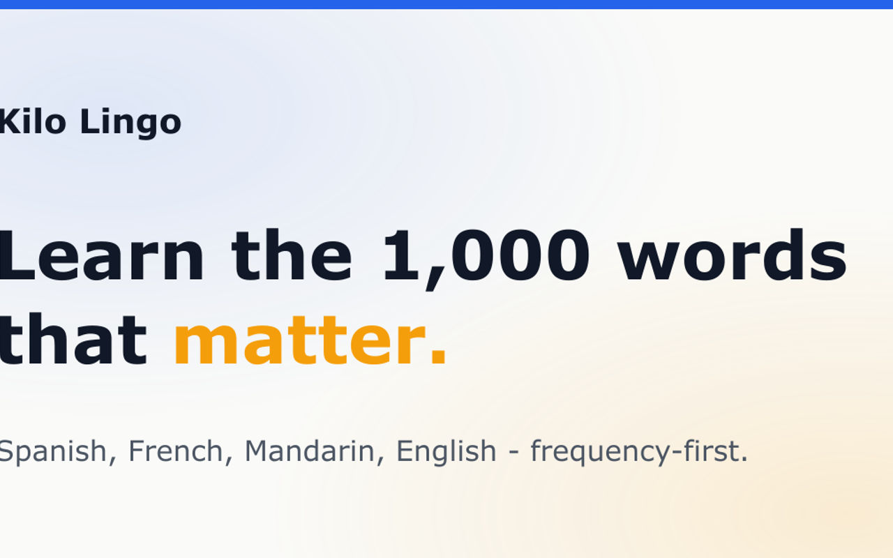 Homepage screenshot of kilolingo.com