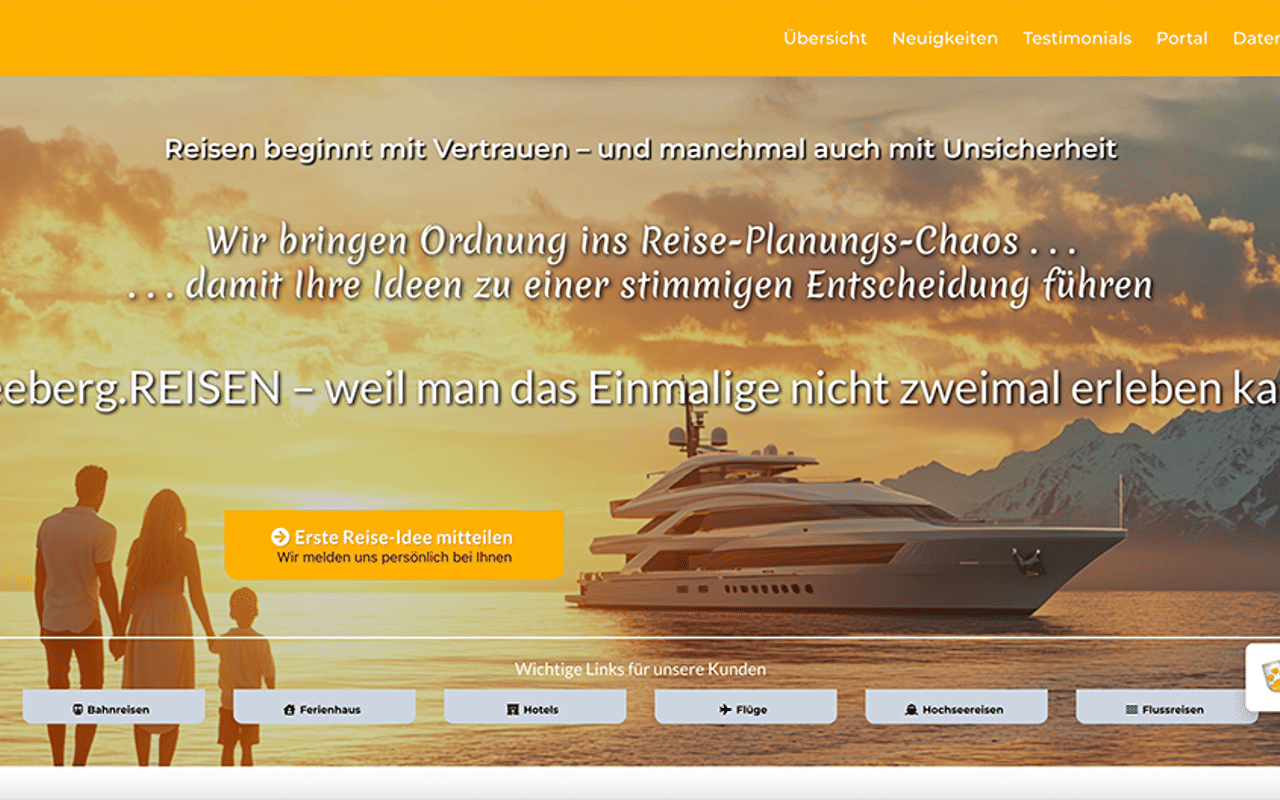 Homepage screenshot of kleeberg.reisen