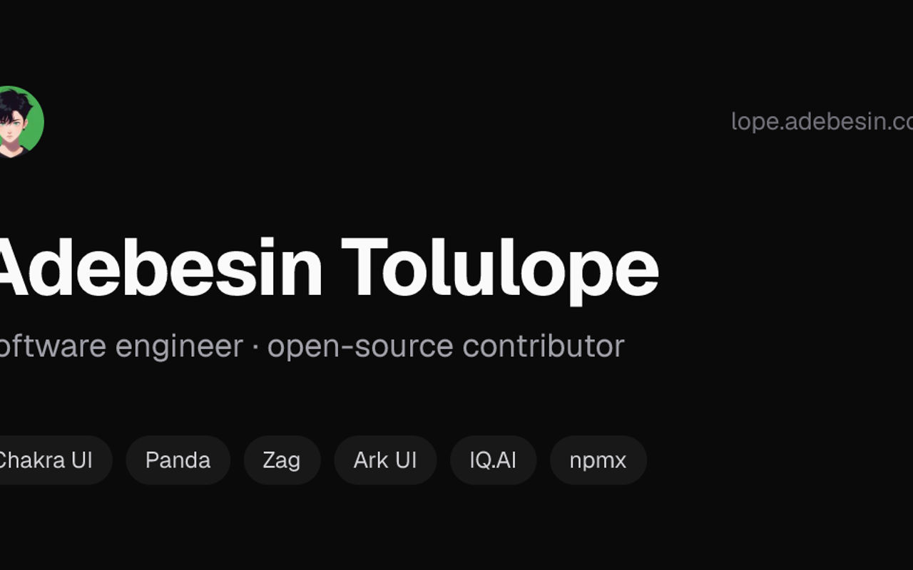 Homepage screenshot of lope.adebesin.com