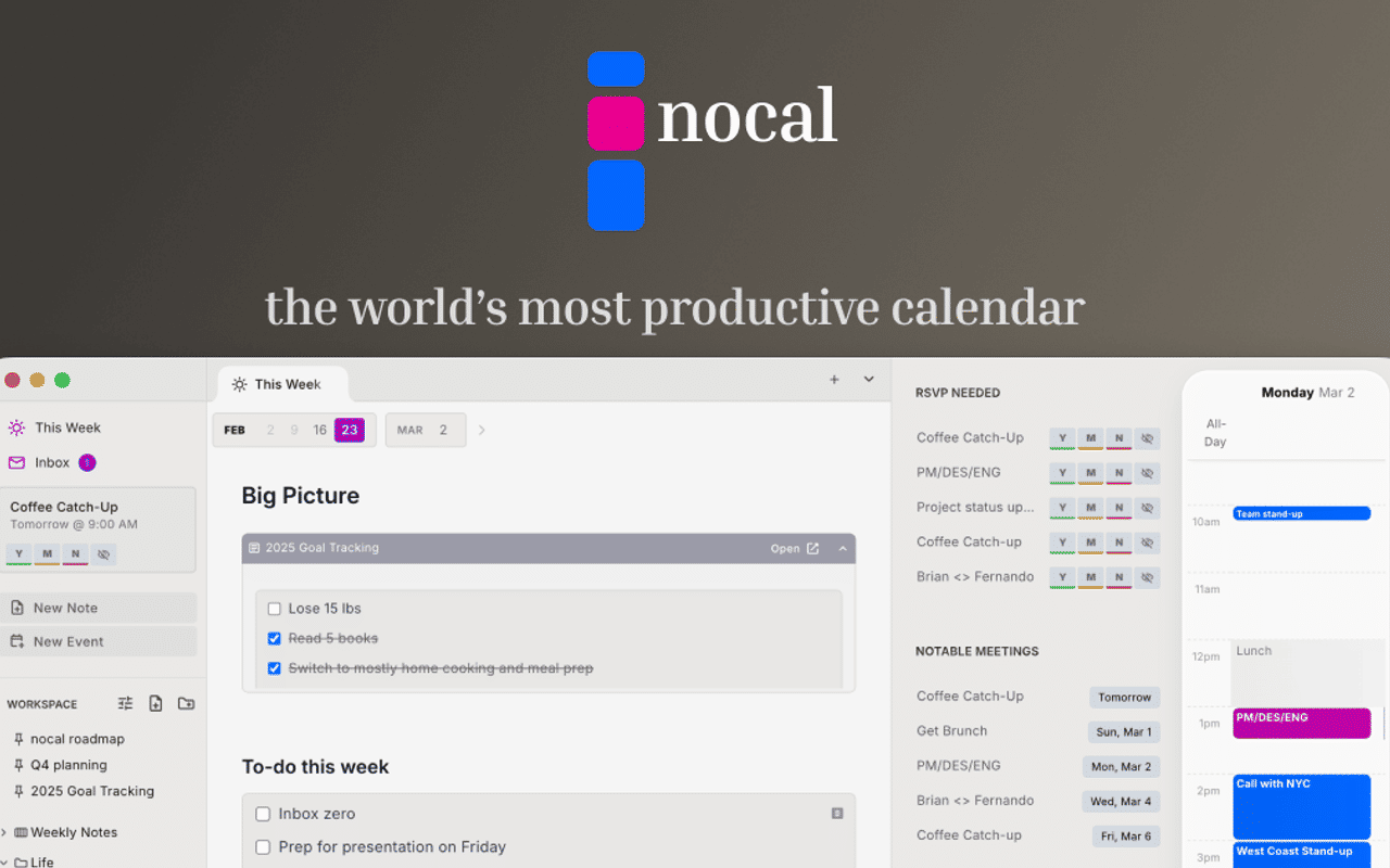 Homepage screenshot of nocal.app