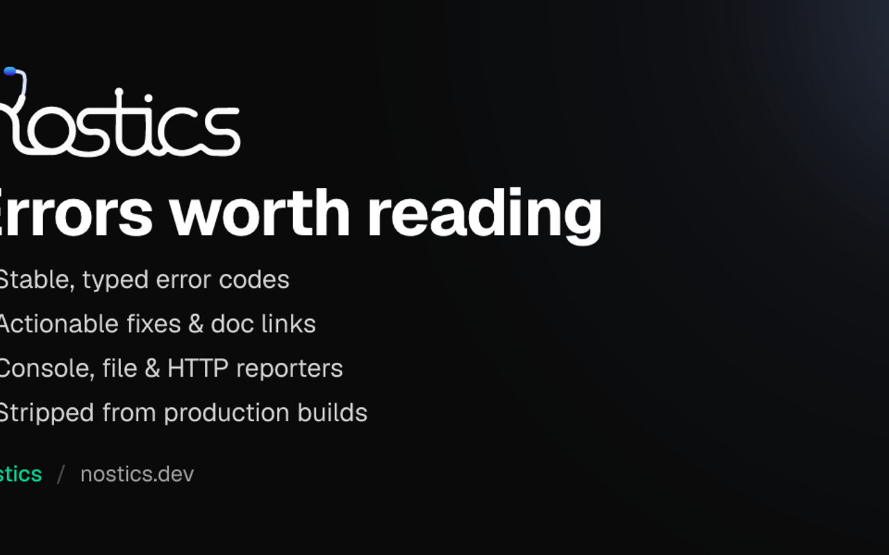 Homepage screenshot of nostics.dev