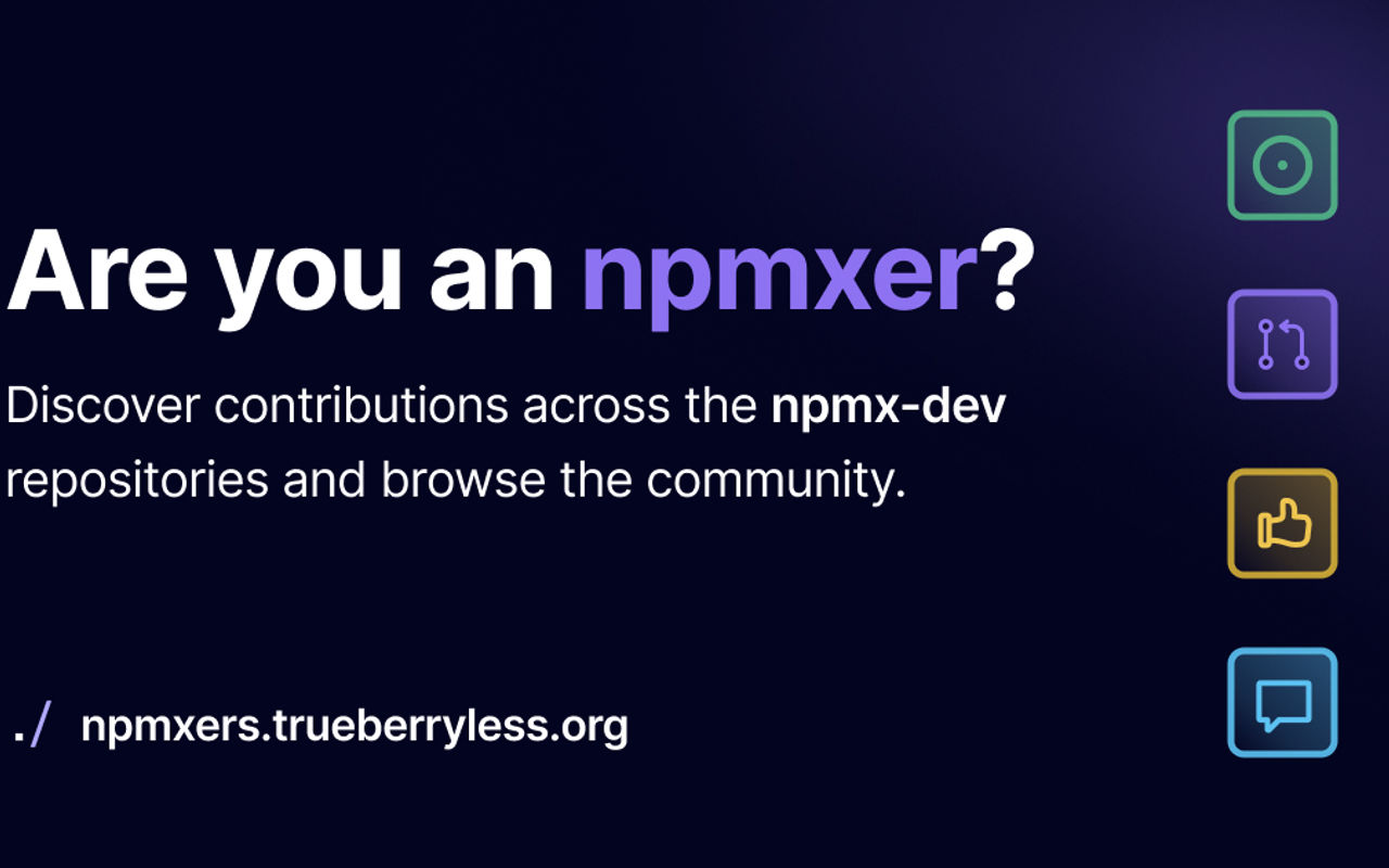 Homepage screenshot of npmxers.trueberryless.org