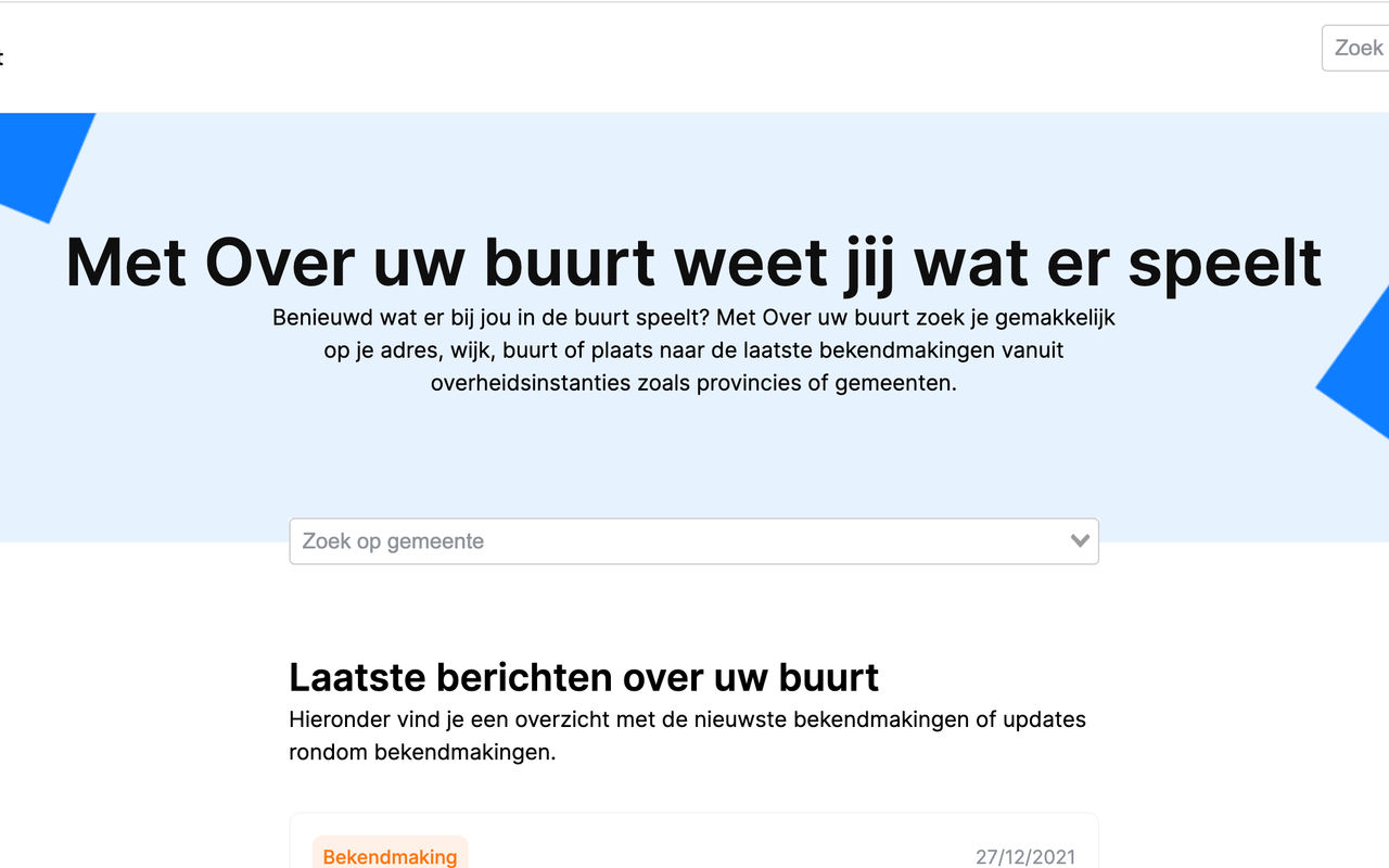 Homepage screenshot of overuwbuurt.nl