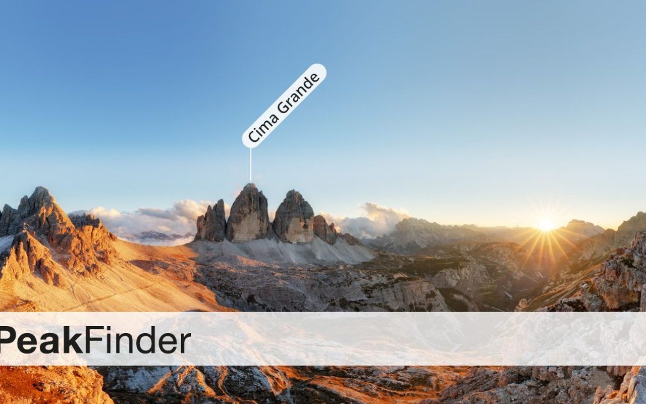 Homepage screenshot of peakfinder.com