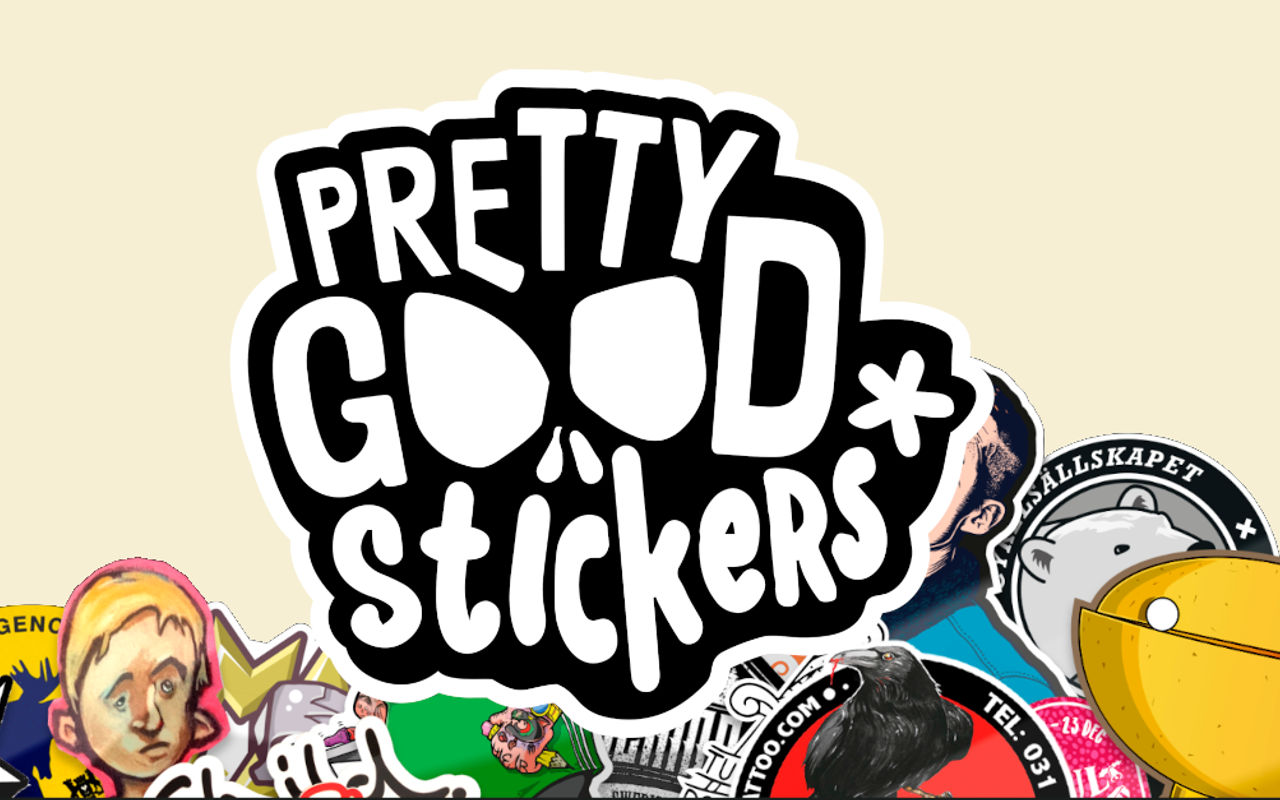 Homepage screenshot of prettygoodstickers.com