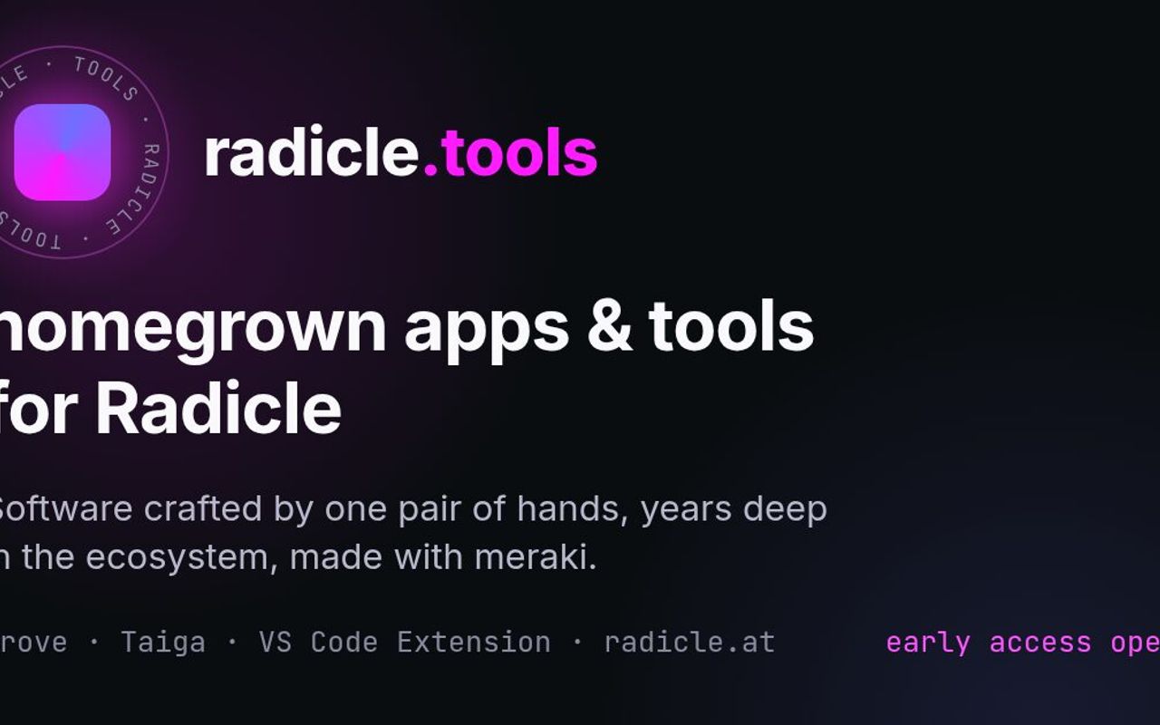 Homepage screenshot of radicle.tools