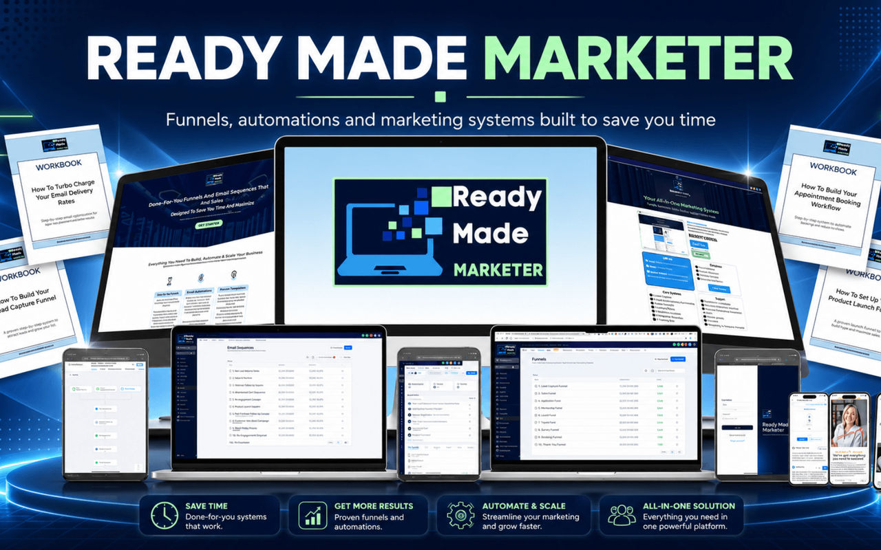 Homepage screenshot of readymademarketer.com