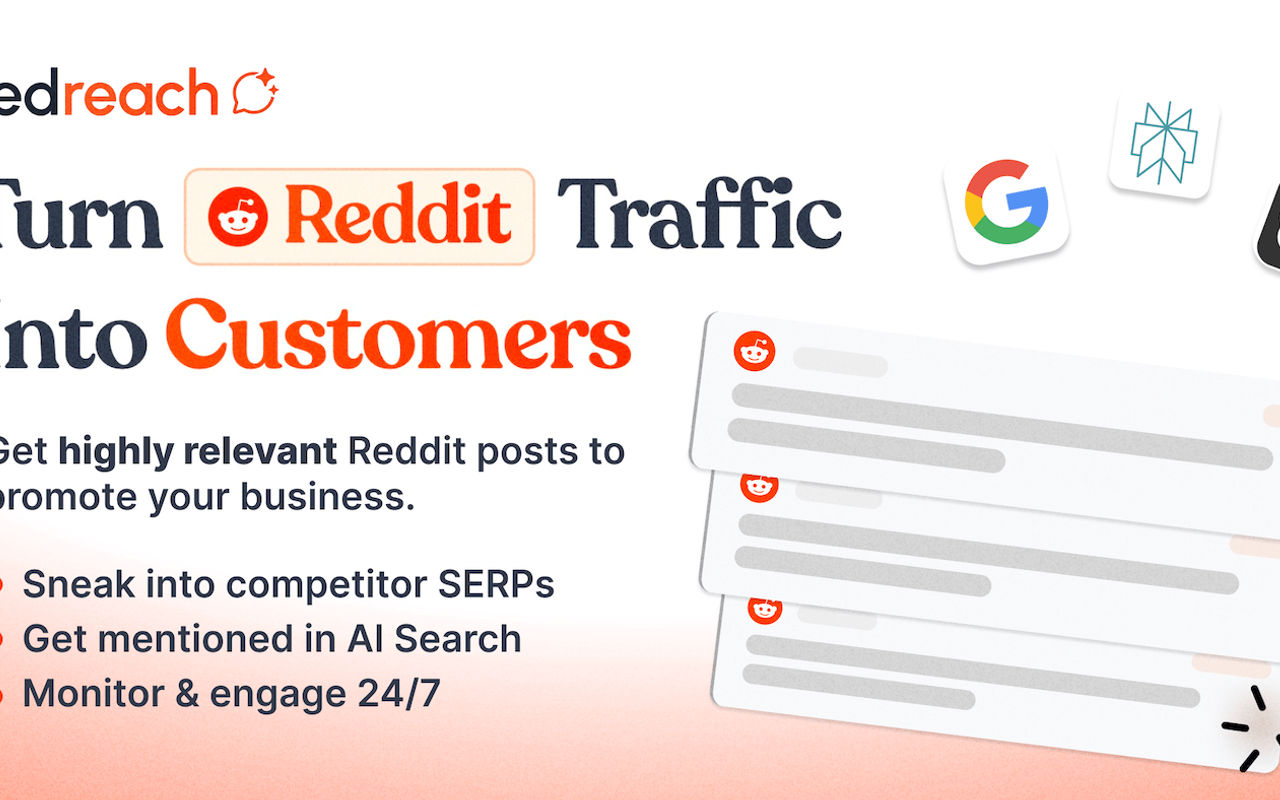 Homepage screenshot of redreach.ai