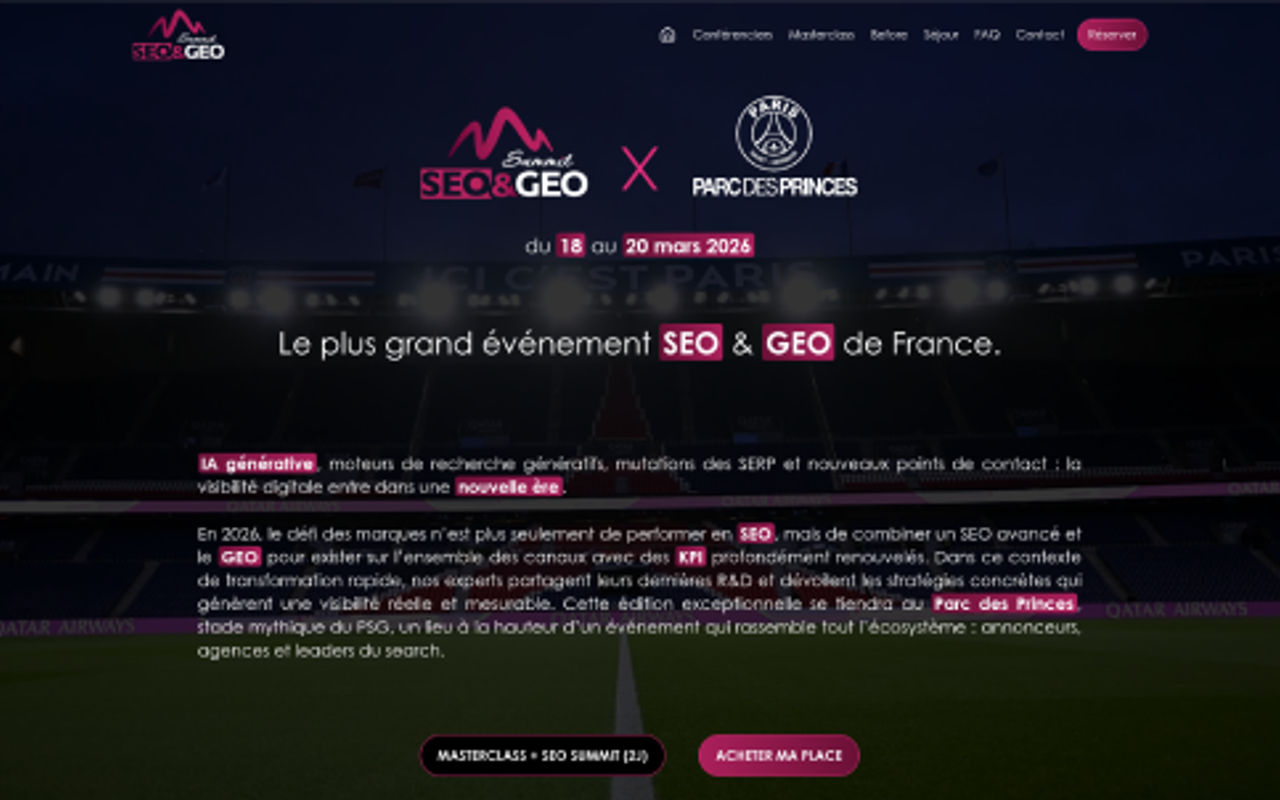Homepage screenshot of seo-summit.com