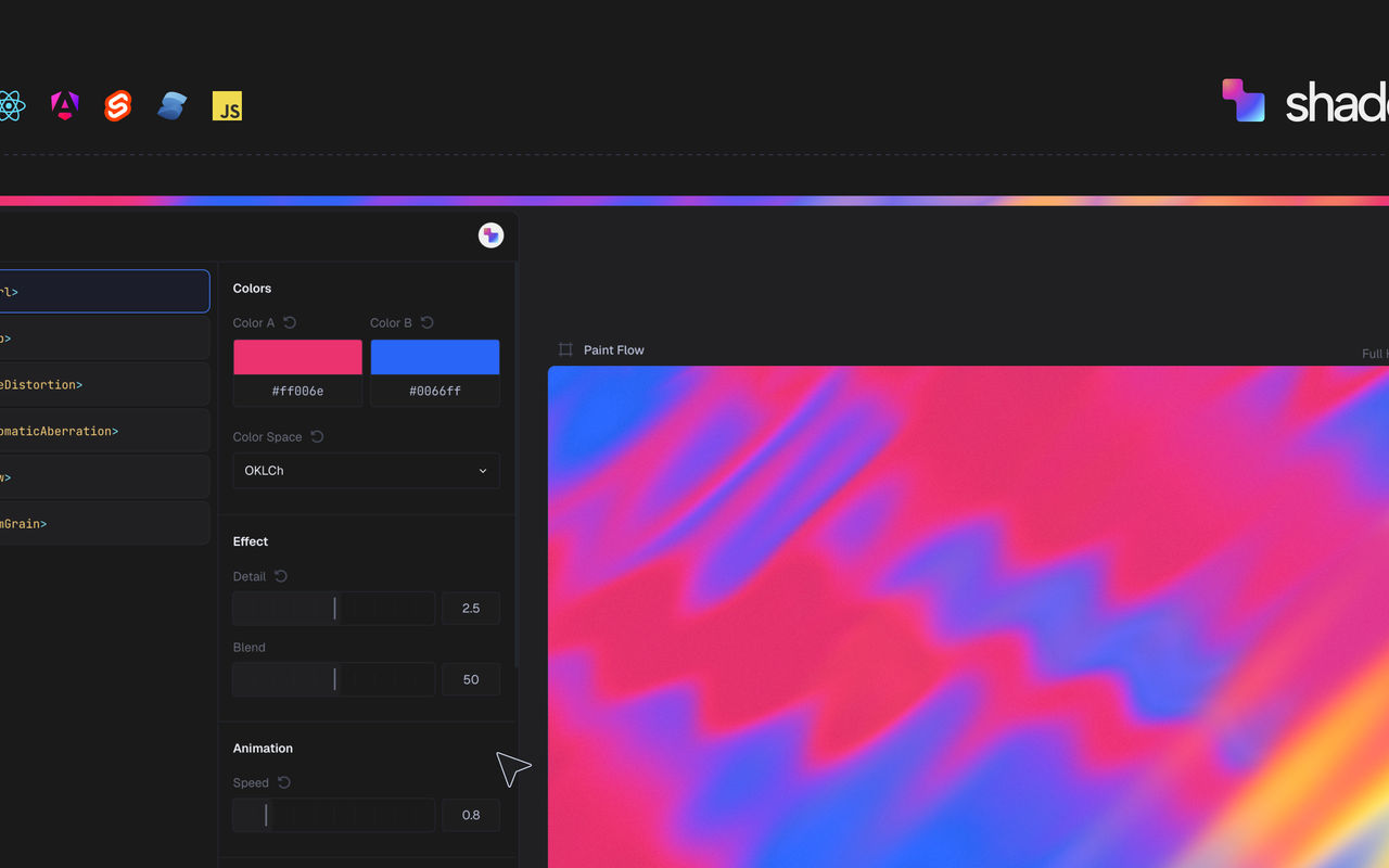 Homepage screenshot of shaders.com
