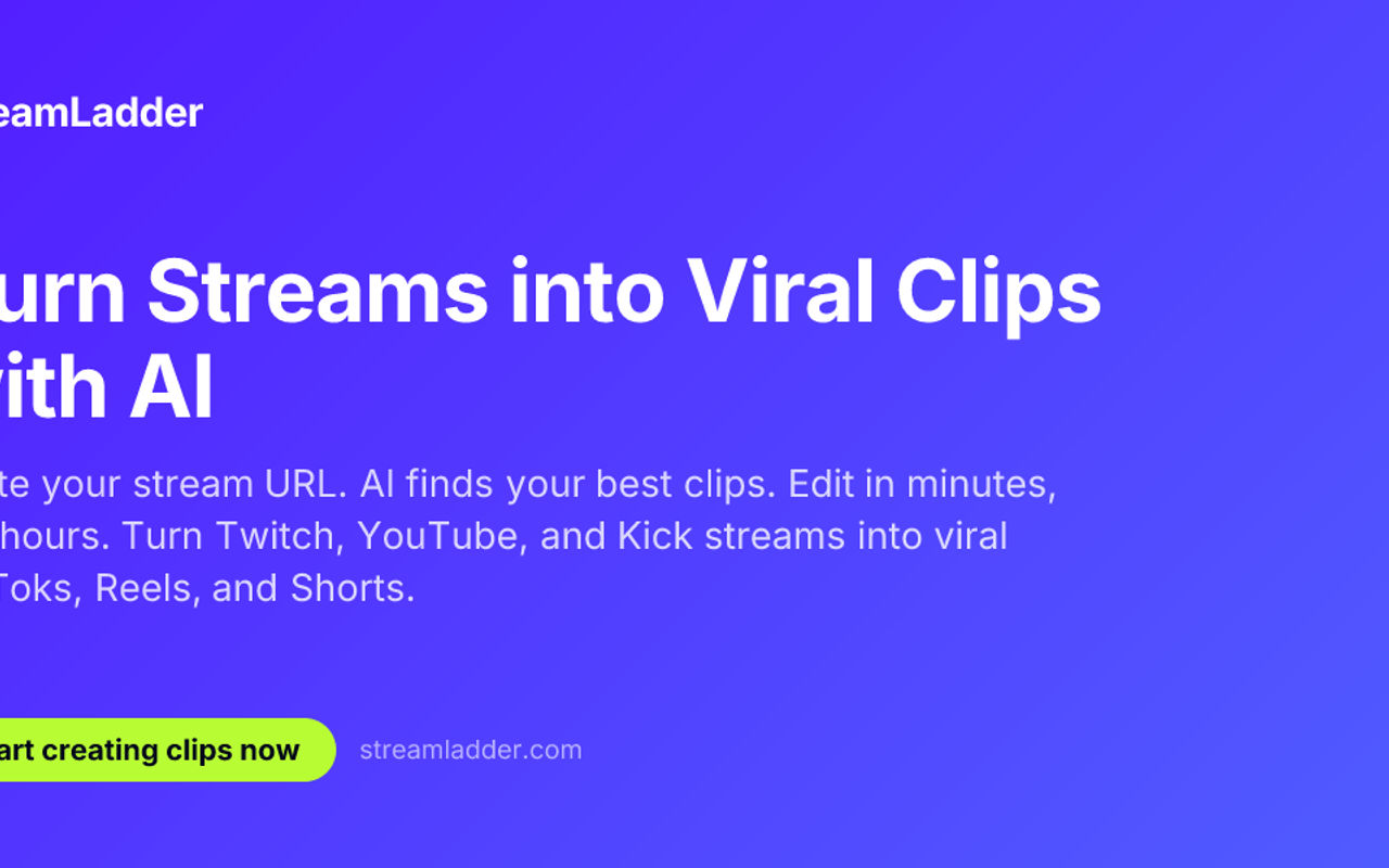 Homepage screenshot of streamladder.com