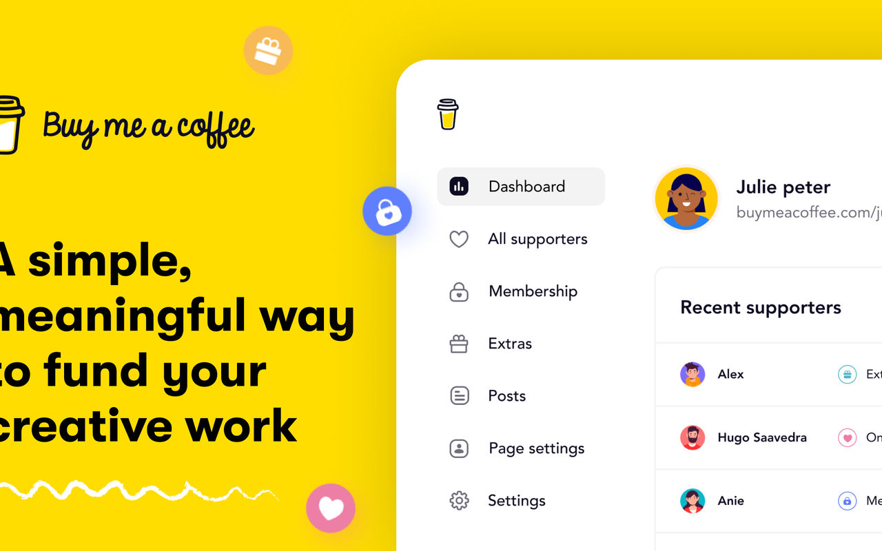 Homepage screenshot of studio.buymeacoffee.com