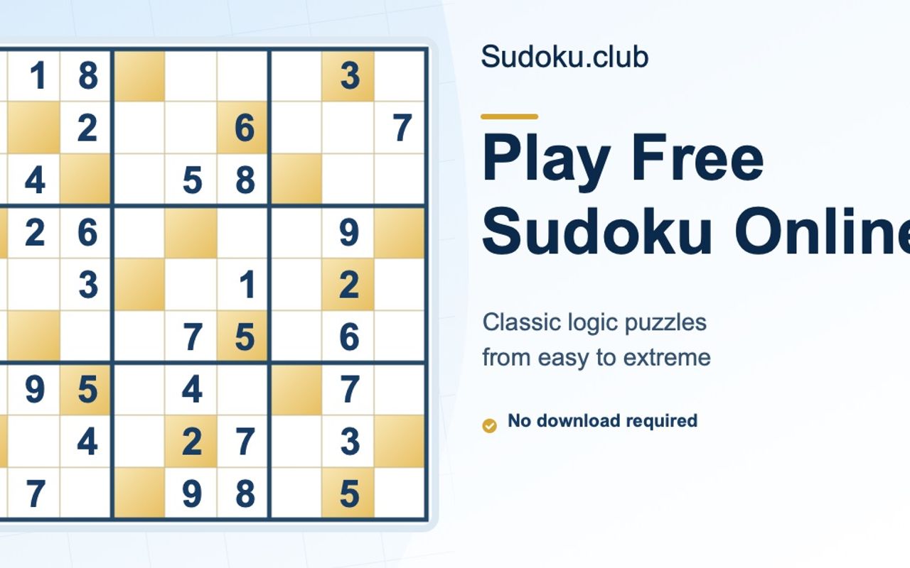 Homepage screenshot of sudoku.club