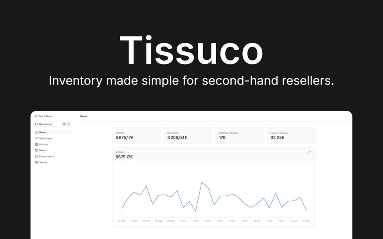 Homepage screenshot of tissuco.fr