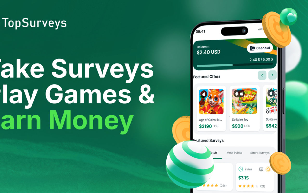 Homepage screenshot of topsurveys.app
