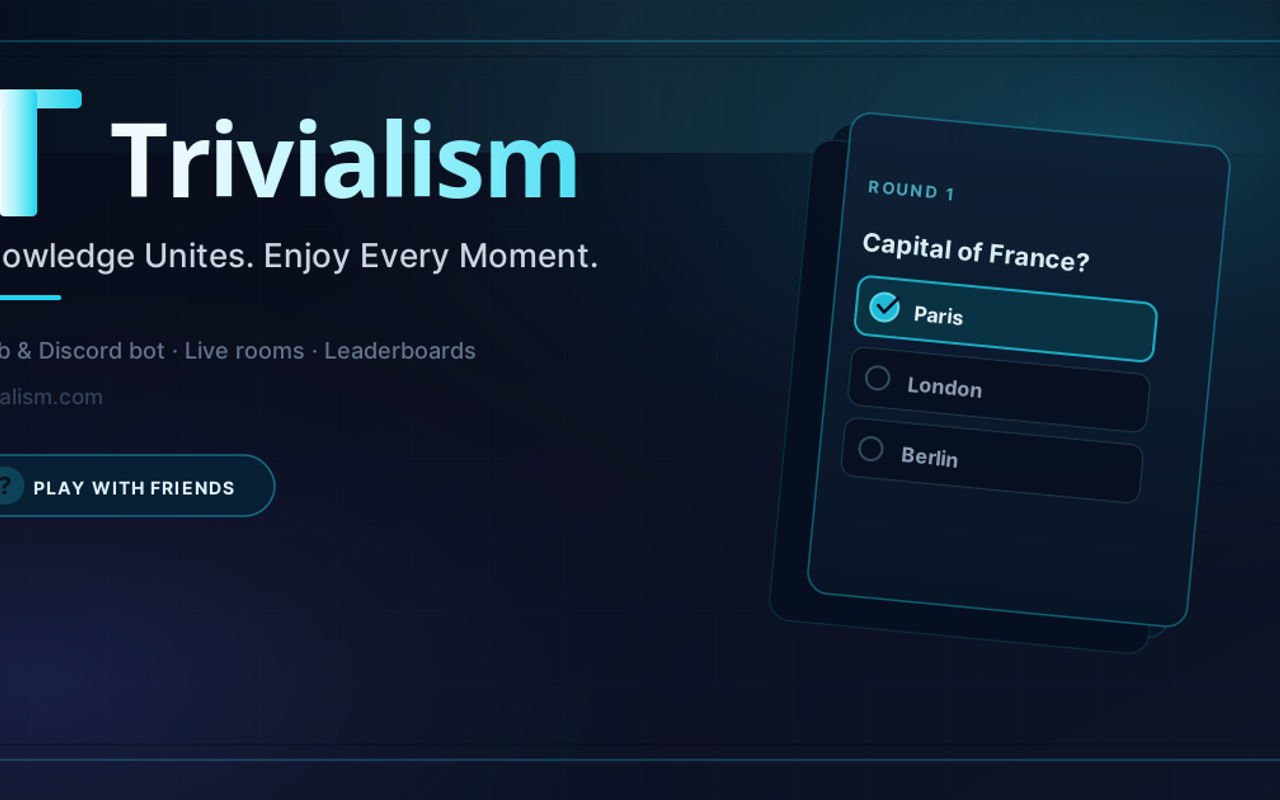 Homepage screenshot of trivialism.com