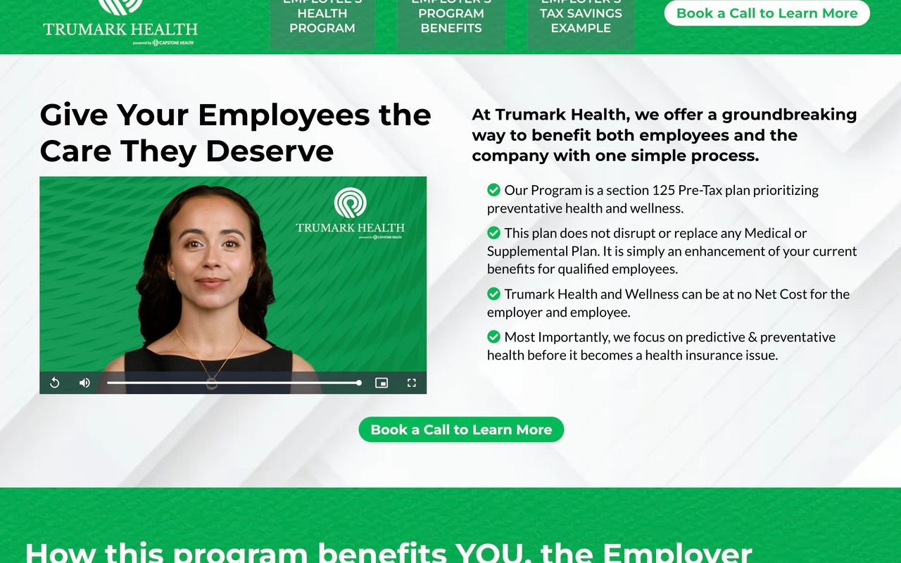 Homepage screenshot of trumarkhealth.com