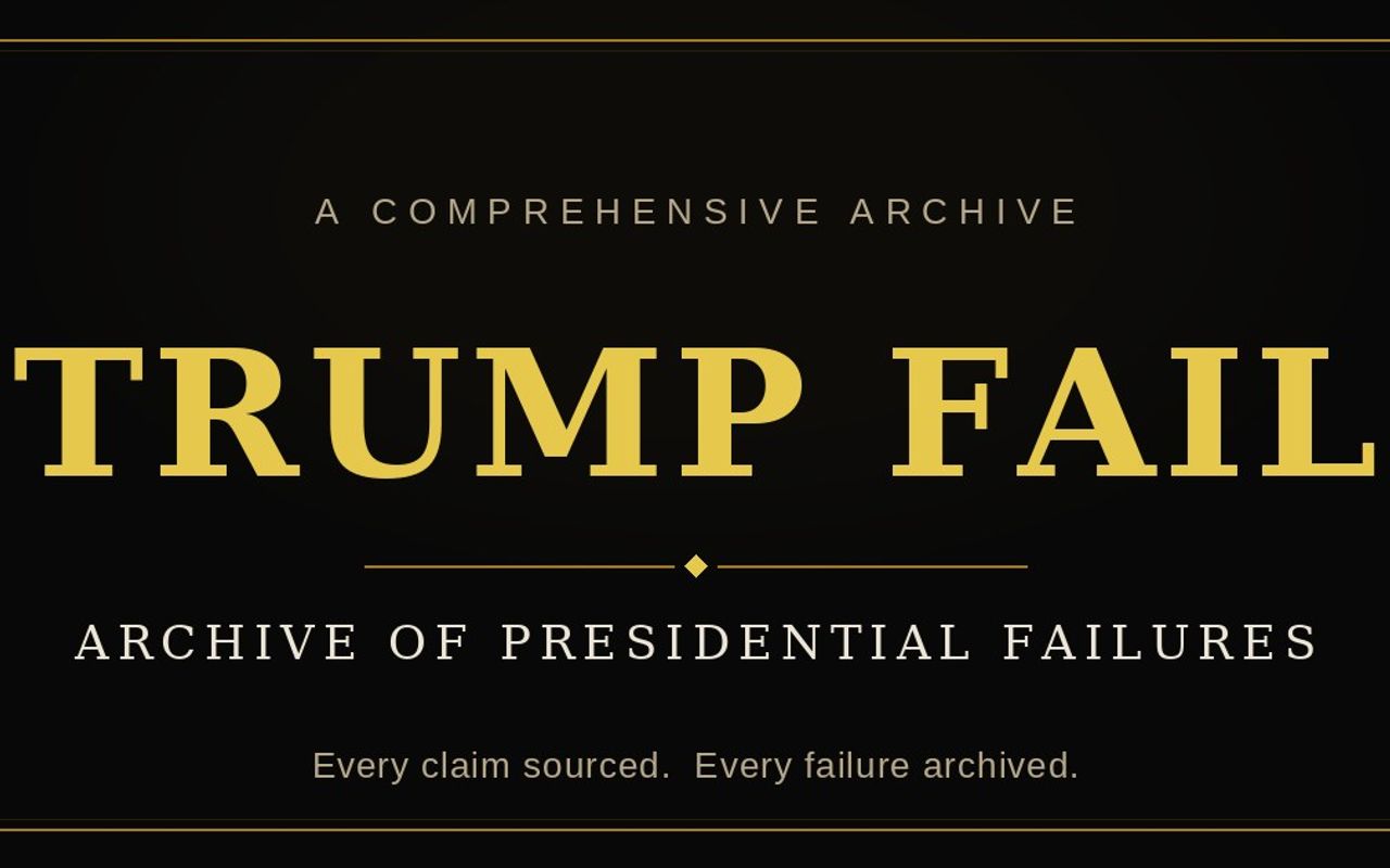 Homepage screenshot of trumpfail.net