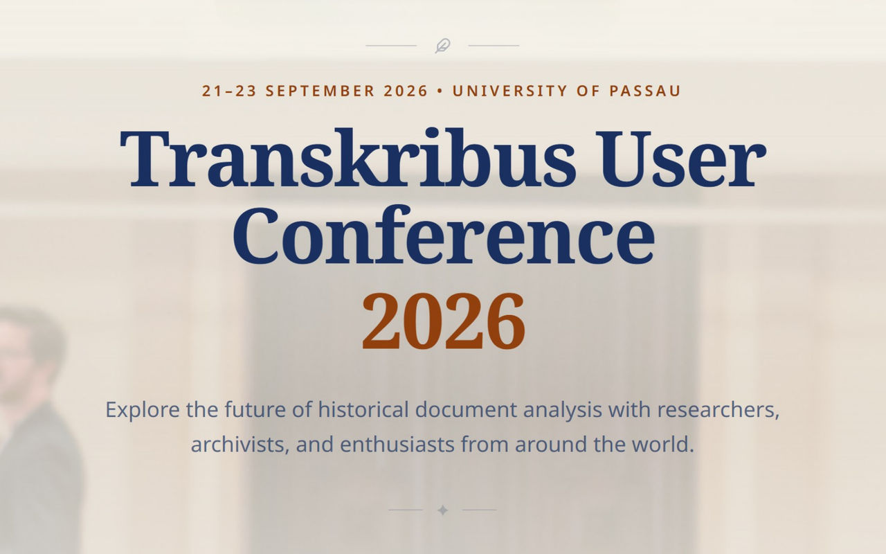 Homepage screenshot of tuc.transkribus.org