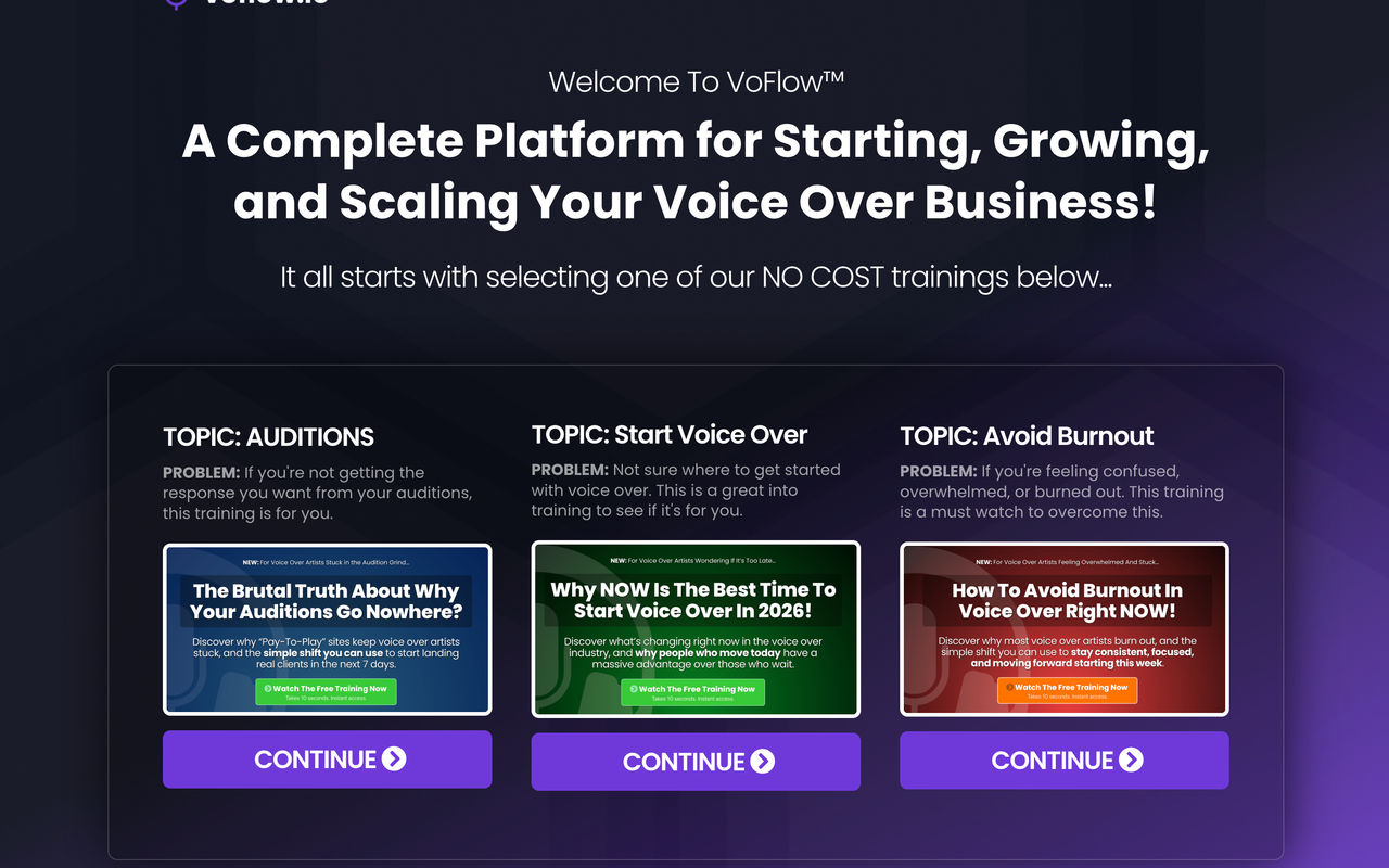 Homepage screenshot of voflow.io