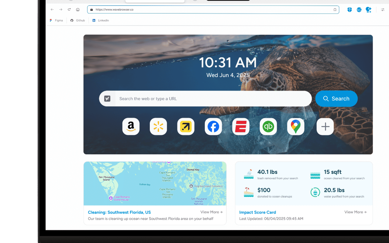 Homepage screenshot of wavebrowser.co