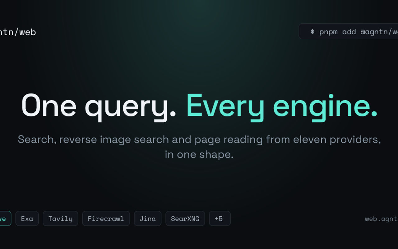 Homepage screenshot of web.agntn.dev