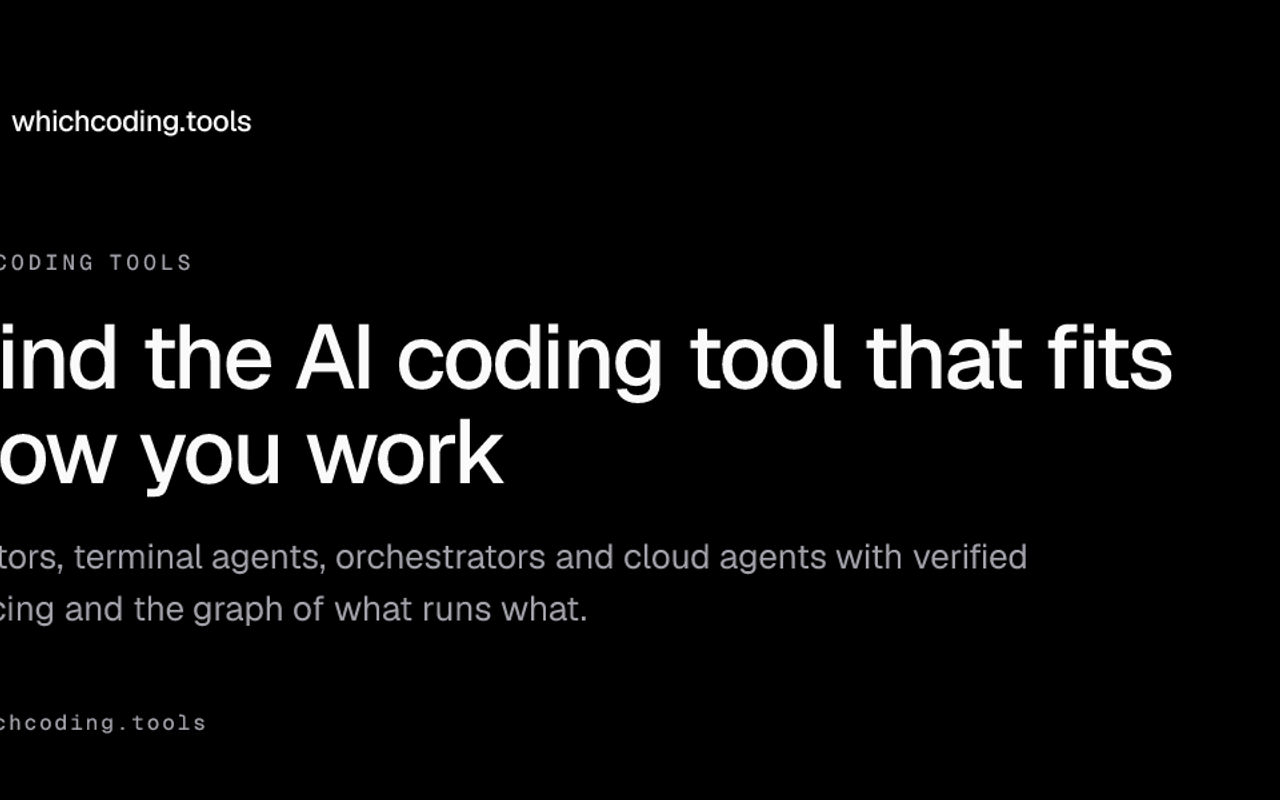 Homepage screenshot of whichcoding.tools