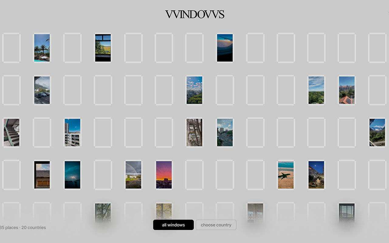 Homepage screenshot of wndws.space