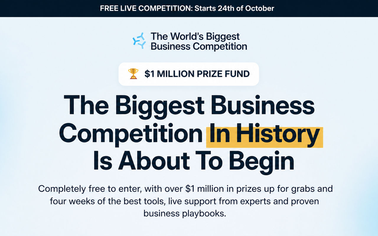 Homepage screenshot of worldsbiggestbusinesscompetition.com