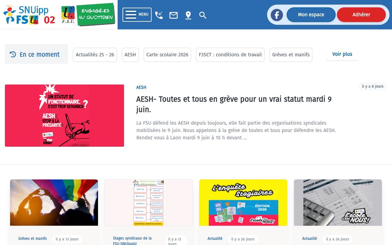 Homepage screenshot of 02.snuipp.fr