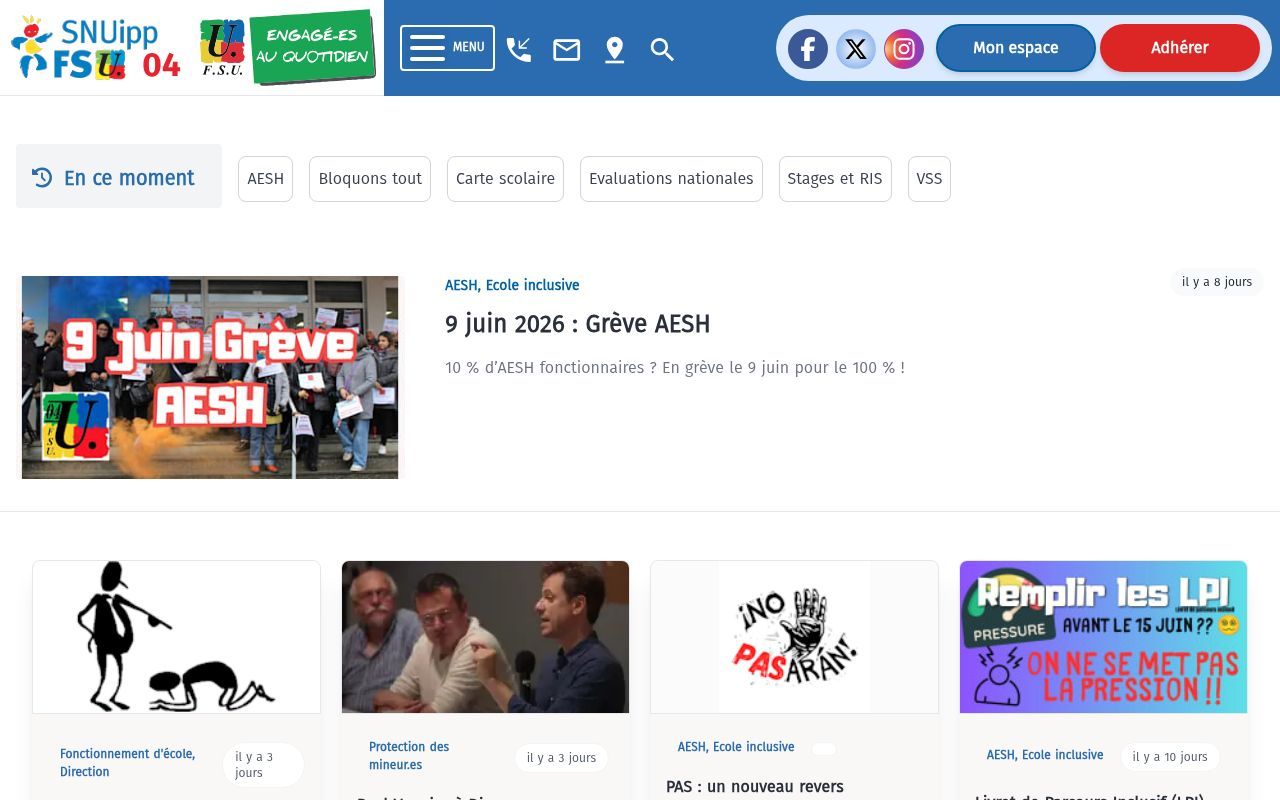 Homepage screenshot of 04.snuipp.fr