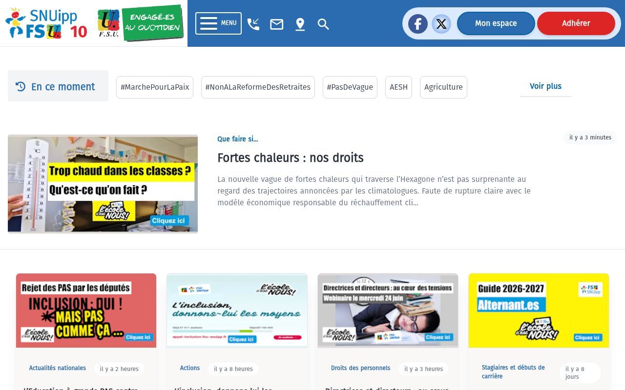 Homepage screenshot of 10.snuipp.fr