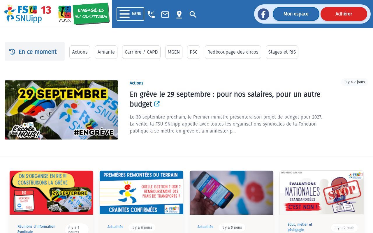 Homepage screenshot of 13.snuipp.fr