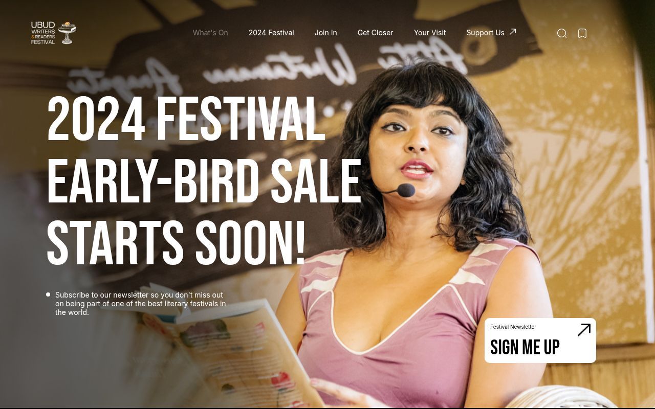 Homepage screenshot of 2023.ubudwritersfestival.com