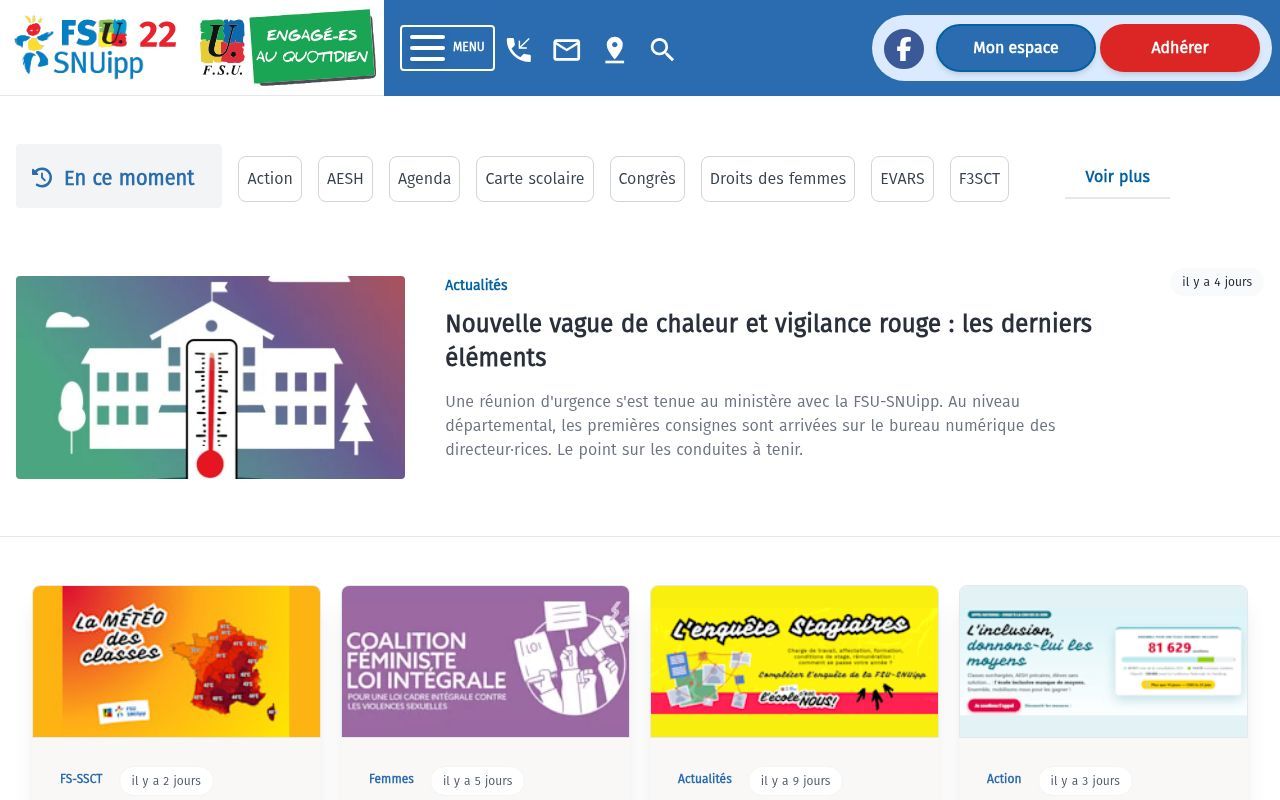 Homepage screenshot of 22.snuipp.fr