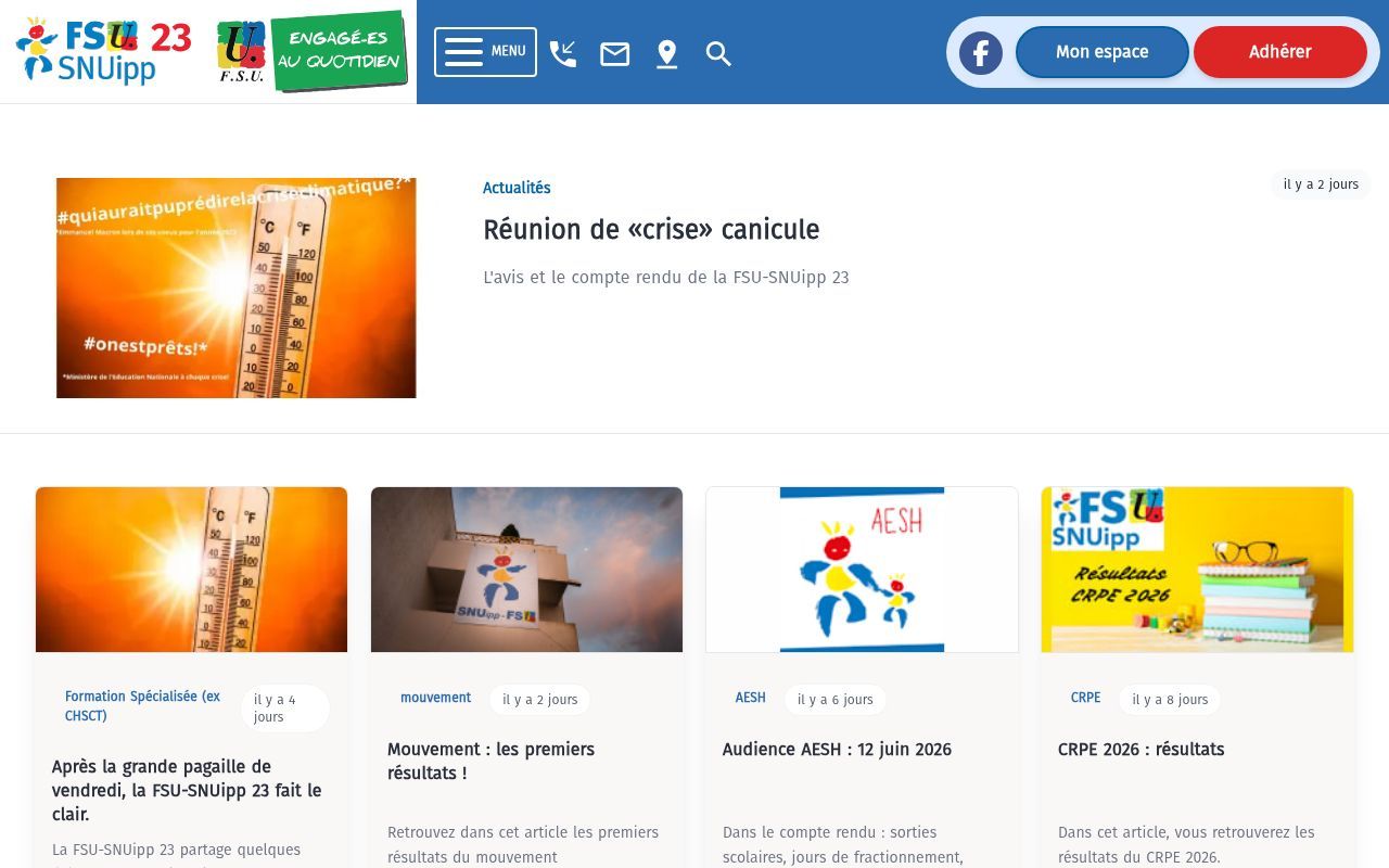Homepage screenshot of 23.snuipp.fr