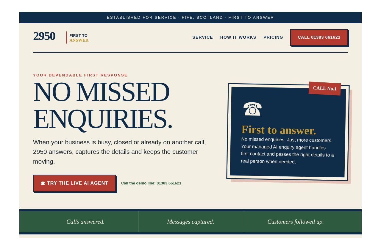 Homepage screenshot of 2950.co.uk