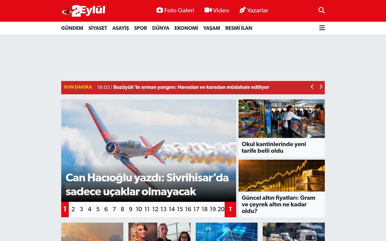Homepage screenshot of 2eylul.com.tr