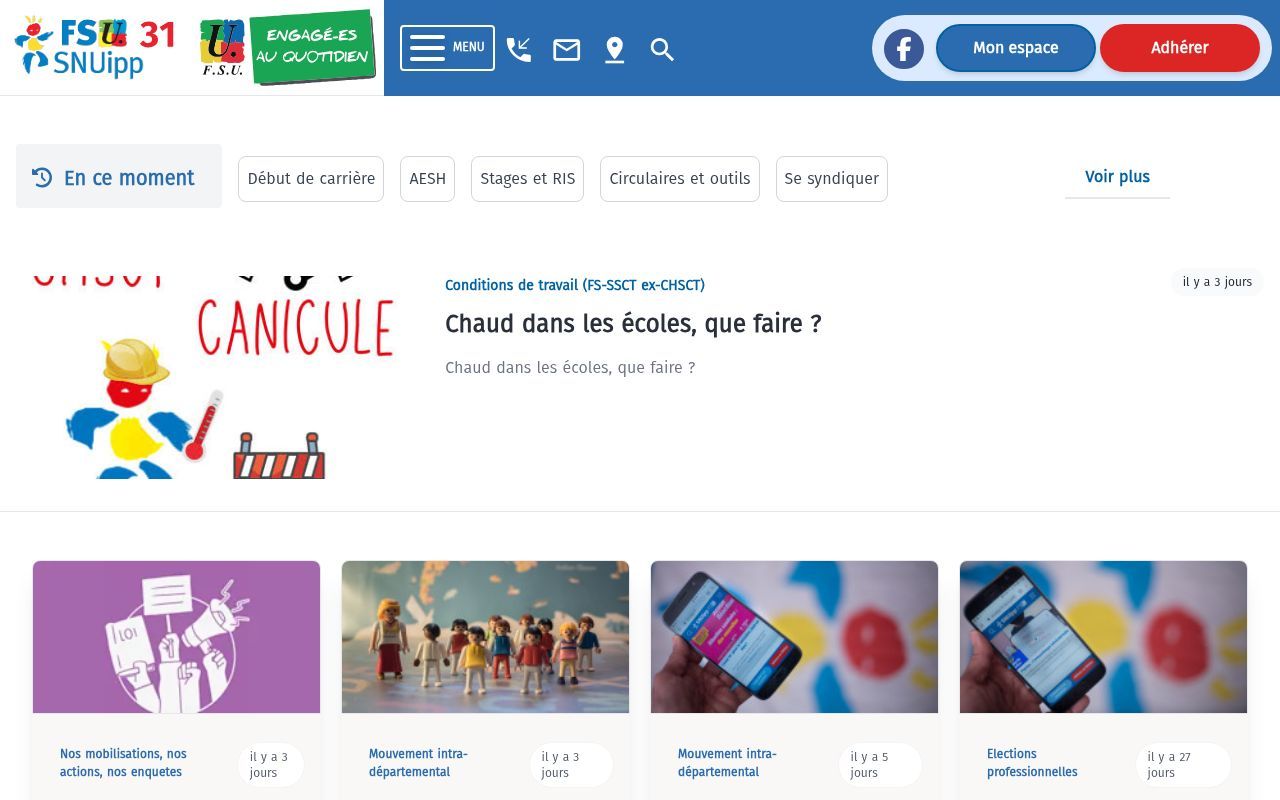 Homepage screenshot of 31.snuipp.fr