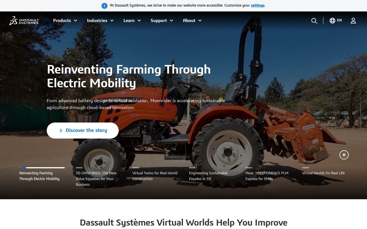 Homepage screenshot of 3ds.com