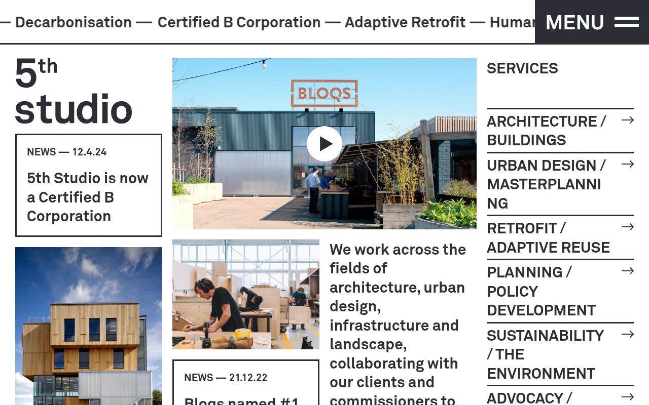Homepage screenshot of 5thstudio.co.uk